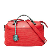 フェンディ バイザウェイ ミディアム ハンドバッグ ショルダーバッグ 2WAY 8BL124 レッド ライトブルー ストロー レザー パイソン レディース FENDI 【中古】